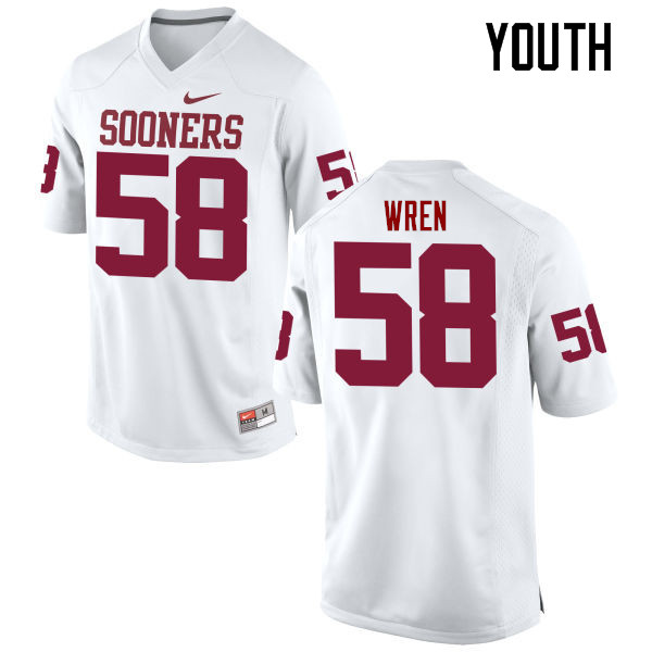 Youth Oklahoma Sooners #58 Erick Wren College Football Jerseys Game-White